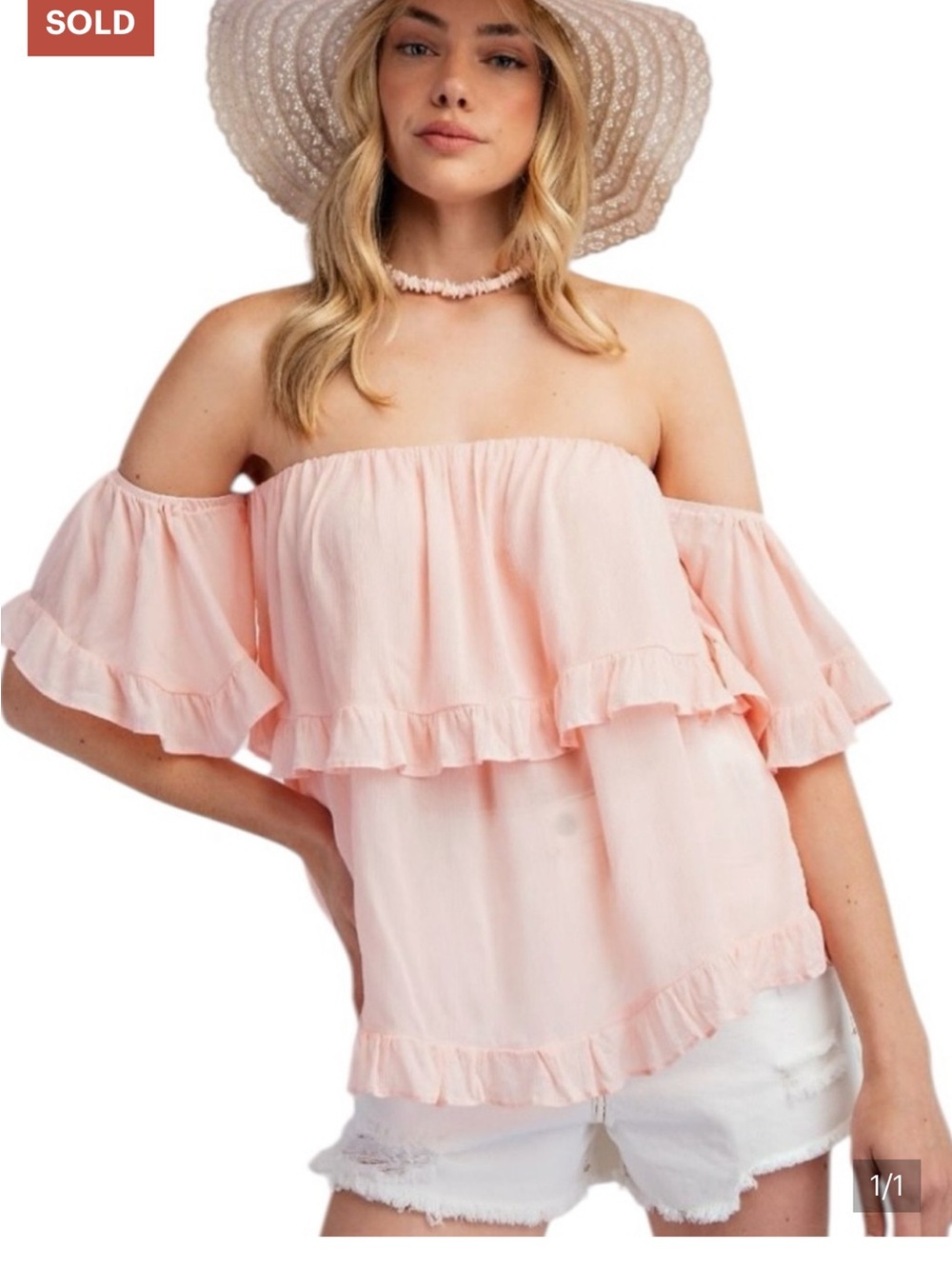 Off-Shoulder Ruffle Blouse - Pink